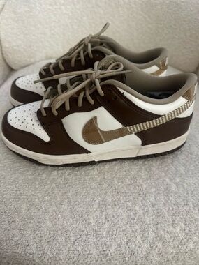 Nike Dunk Low Brown Plaid GS 5.5Y EUC 🔥